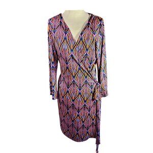 Escapada Living Womens Wrap Dress Leaf Design Comfort Fit Size Large